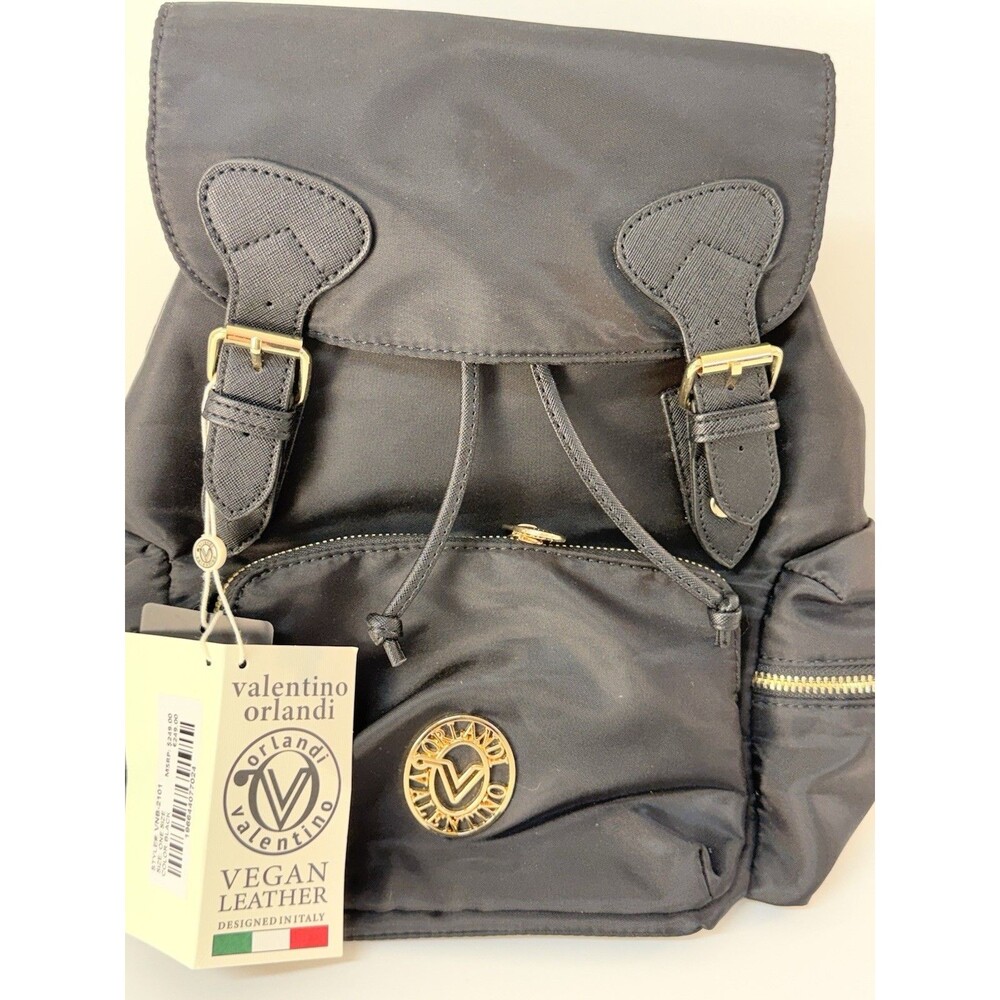 NWT Valentino Orlandi Black Nylon Backpack With Wallet Women’s
